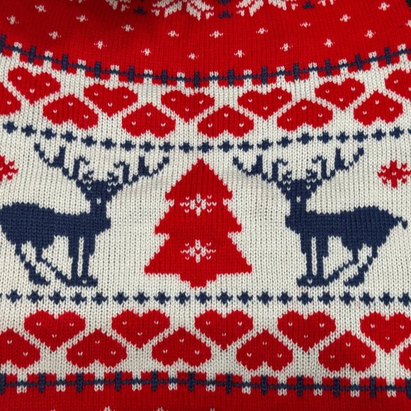 Dog Sweater, Turtleneck Knit Sweater, Fair Isle Holiday Reindeer Hearts, Red, L - Picture 6 of 8